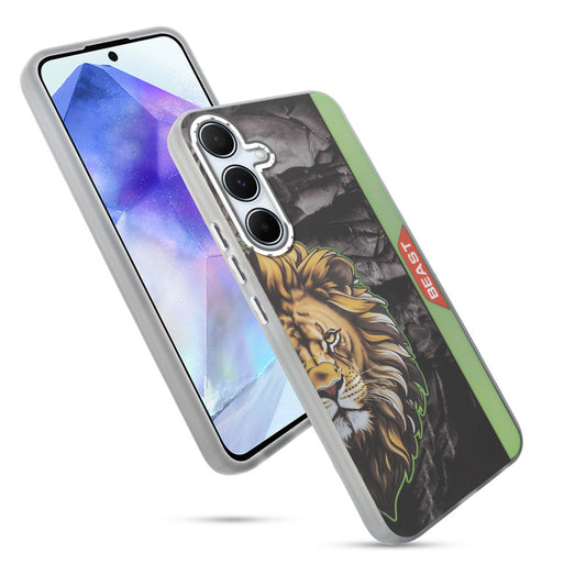 Beast Mode Animal Printed Back Case For Samsung A55 5G With Hard Back & Glow Effect