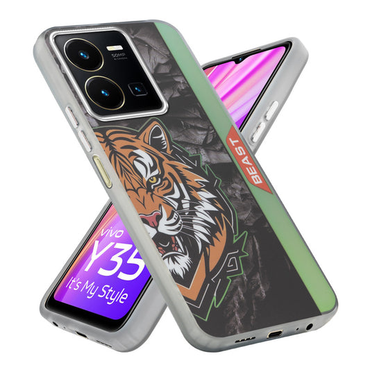 Beast Mode Animal Printed Back Case For Vivo Y35 With Hard Back & Glow Effect