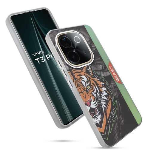 Beast Mode Animal Printed Back Case For Vivo T3 Pro 5G With Hard Back & Glow Effect