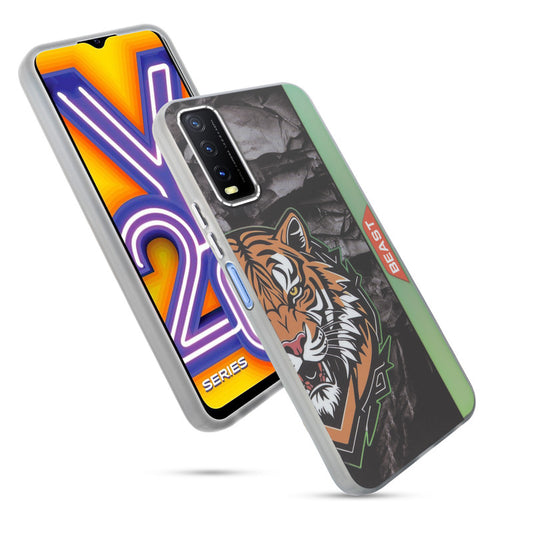 Beast Mode Animal Printed Back Case For Vivo Y20 With Hard Back & Glow Effect
