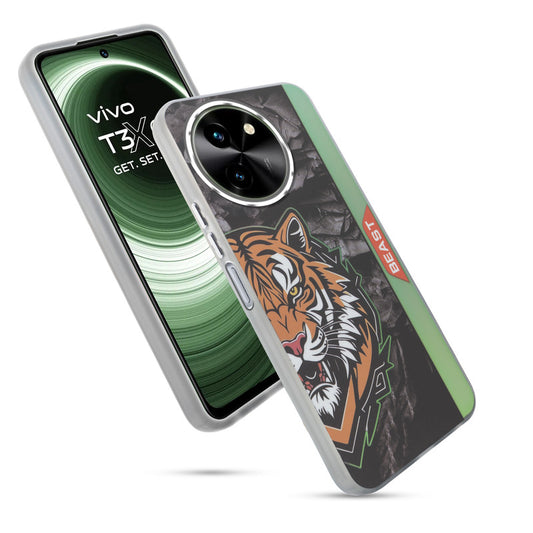 Beast Mode Animal Printed Back Case For Vivo T3x 5G With Hard Back & Glow Effect