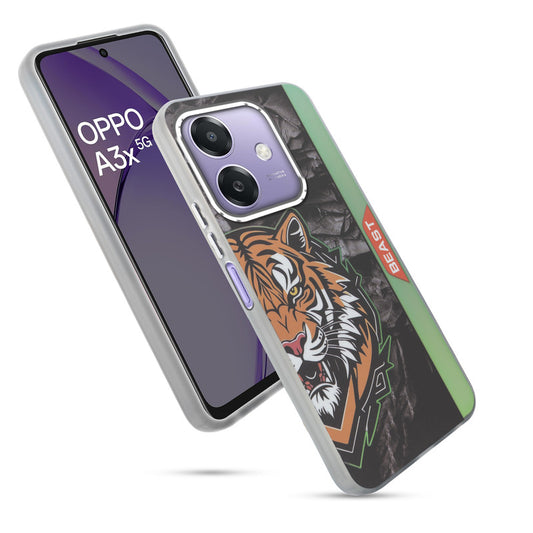 Beast Mode Animal Printed Back Case For Oppo A3x 5G With Hard Back & Glow Effect