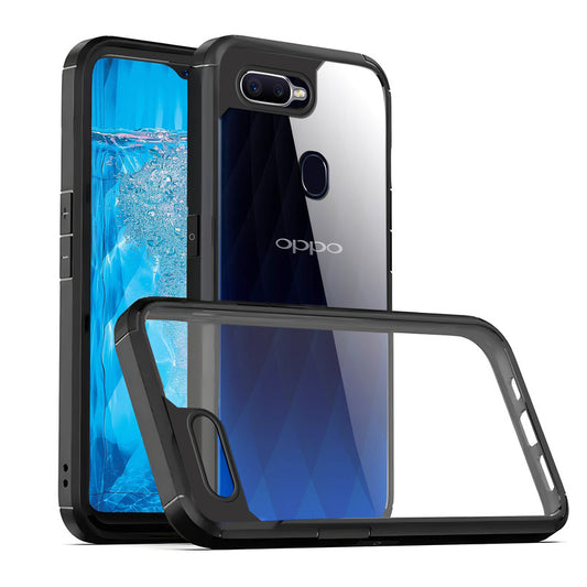 Silicone Frame Transparent Hard Back Cover for Oppo F9 pro