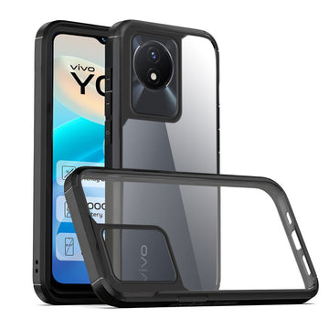 Silicone Frame Transparent Hard Back Cover for Vivo Y02