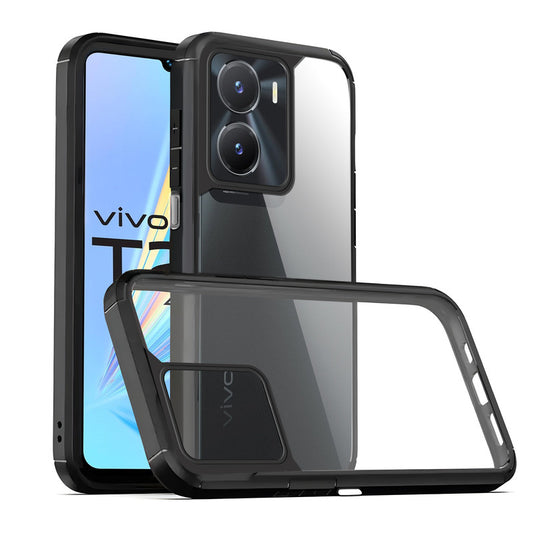 Silicone Frame Transparent Hard Back Cover for Vivo T2x 5G
