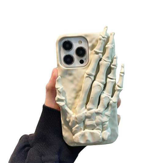 3D Skeleton Hand Holder Silicone Back Cover For Apple iPhone 14 Pro