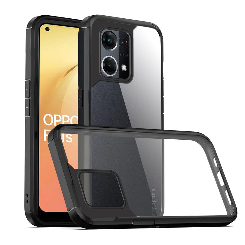 Silicone Frame Transparent Hard Back Cover for Oppo F21s Pro 4G