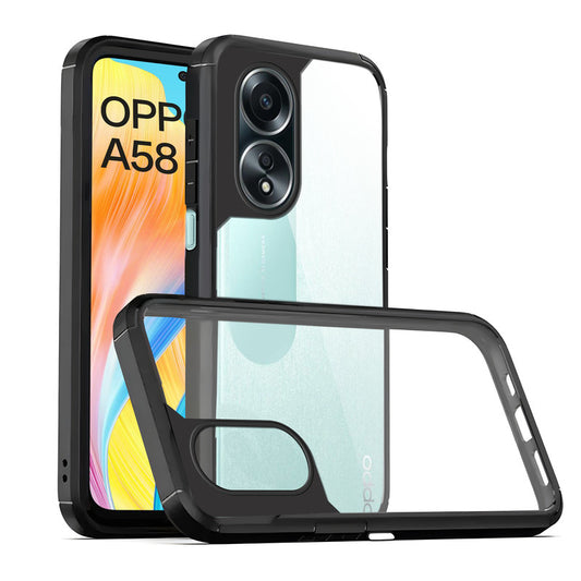 Silicone Frame Transparent Hard Back Cover for Oppo A58 4G