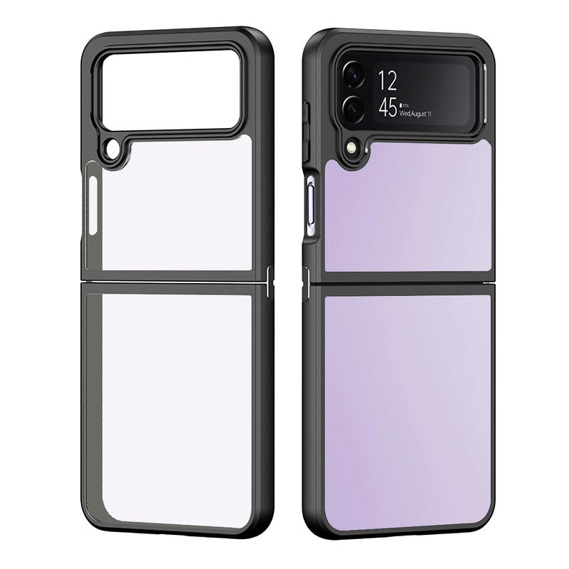 Silicone Frame Transparent Hard Back Cover for Samsung Z Flip 4