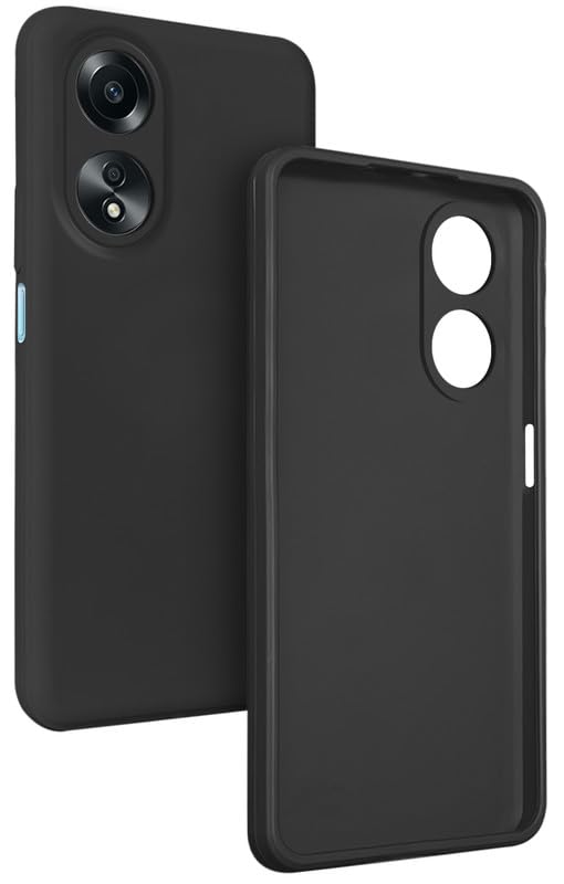 Silicon Back Case Cover for Oppo A58 4G | Camera Bumper Protection Back Cover (Black)