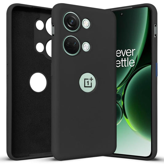 Premium Silicone Back Cover for OnePlus Nord 3 5G (Microfiber Lining | Logo Cut -Coal Black)