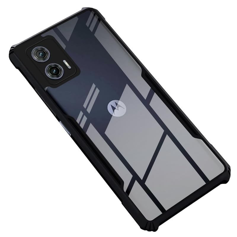 Back Cover Case for Motorola Moto G73 5G | Ultra-Hybrid Shockproof Design | Camera Protection - Black Bumper & Transparent Back