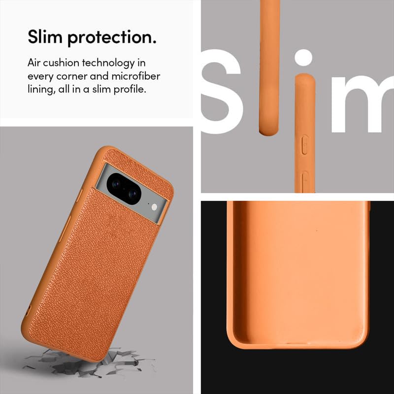 Synthetic Leather Back Cover Case for Google Pixel 8 | Shockproof Protective Cover -Walnut Brown
