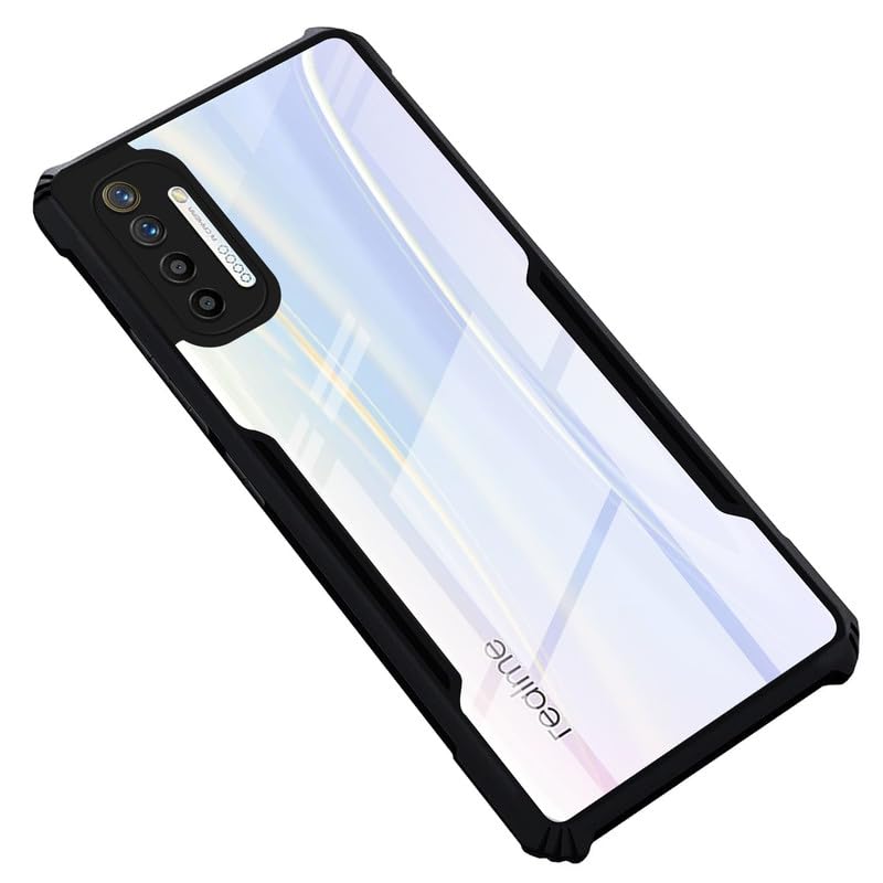 Back Cover Case for Realme XT | HybridShield Transparent Glass Back | Camera Protection - Black Bumper & Transparent Back