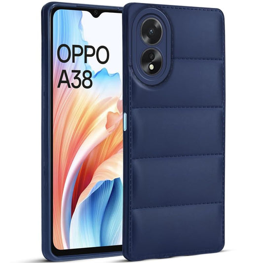 Leather Textured Back Cover for Oppo A38 4G, Shockproof Case with Camera Protection