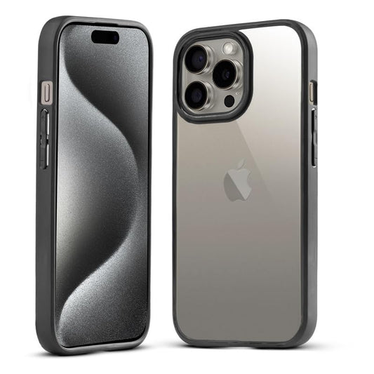 Transparent Back Cover Case for iPhone 15 Pro Max | Shockproof (Clear PC+ Black TPU Bumper) -Transparent