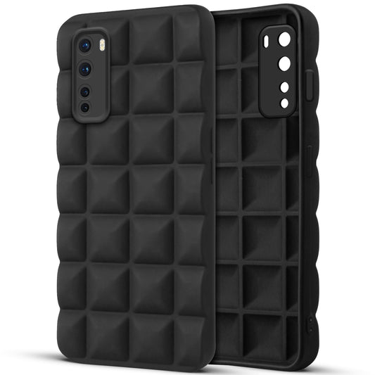 3D Grid Matte Silicone Phone Case Cover for - Oneplus Nord 5G - Black