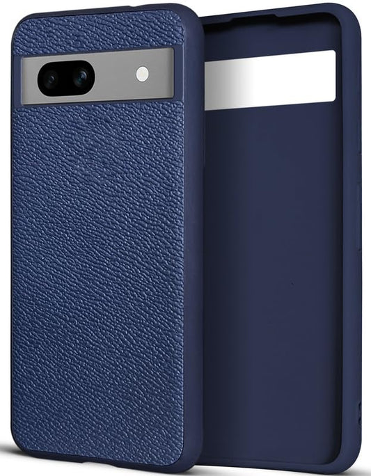 Synthetic Leather Back Cover Case for Google Pixel 7A | Shockproof Protective Cover -Navy Blue