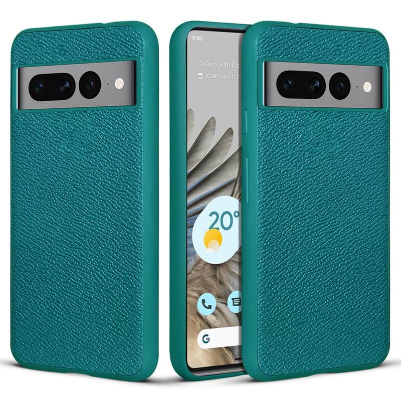 Synthetic Leather Back Cover Case for Google Pixel 7 Pro | Shockproof Protective Cover -Sea Green