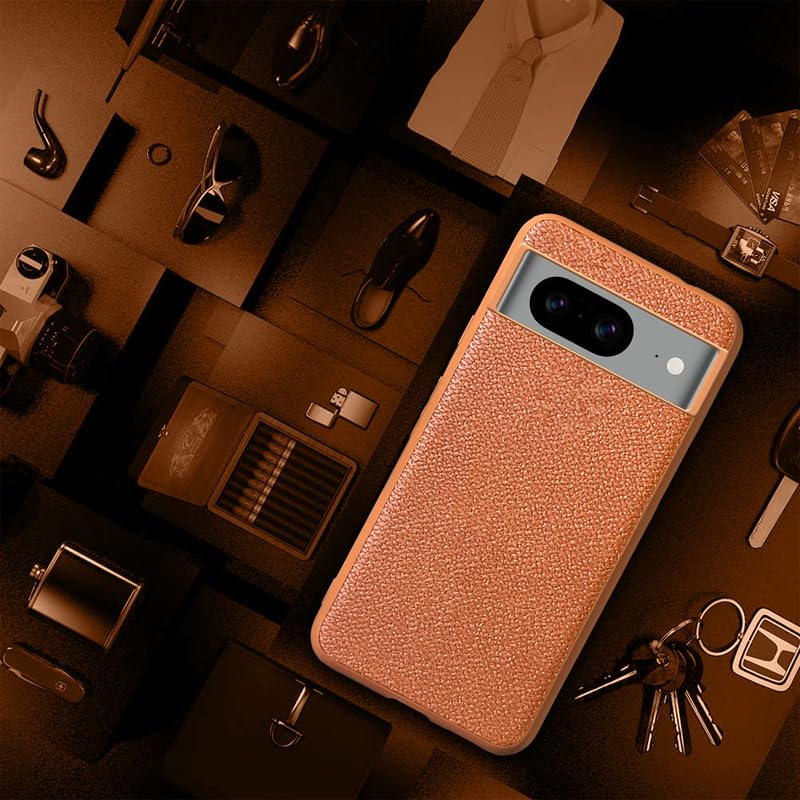 Synthetic Leather Back Cover Case for Google Pixel 8 | Shockproof Protective Cover -Walnut Brown