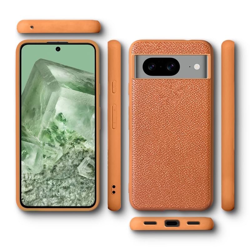Synthetic Leather Back Cover Case for Google Pixel 8 | Shockproof Protective Cover -Walnut Brown