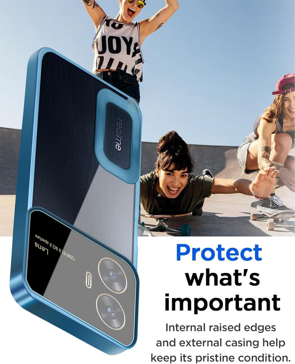 Clear Logo Cut Case with Raised Camera Guard for Realme C55