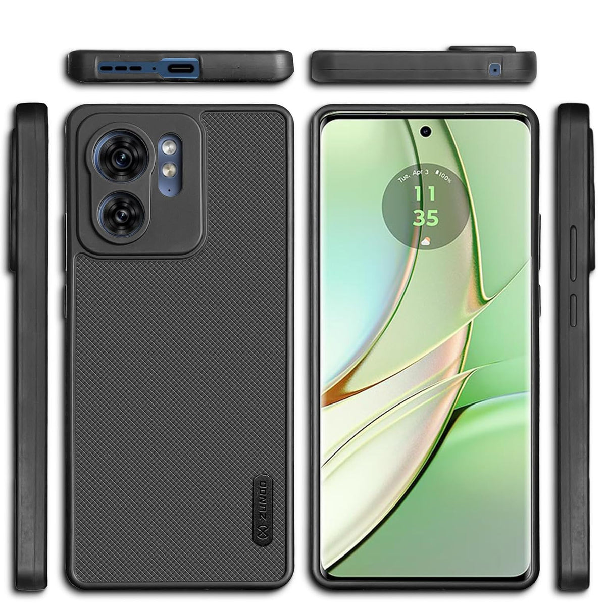 ZUNDO Dotted Silicon Back Case Cover for Motorola Edge 40 5G Camera Bumper Protection Back Cover (Black)