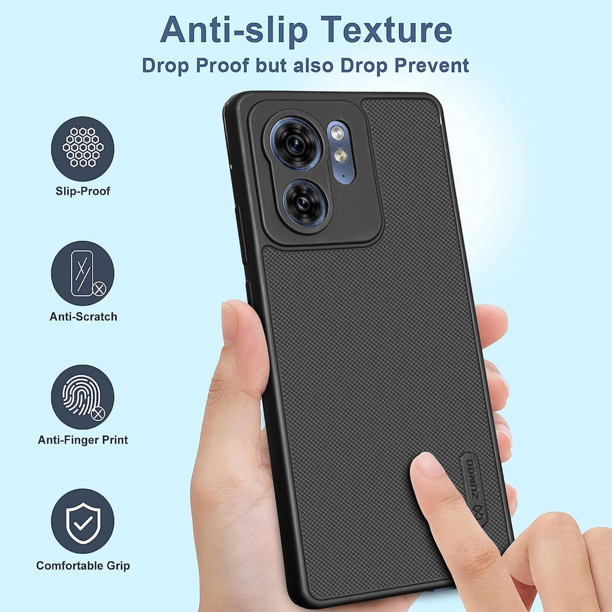 ZUNDO Dotted Silicon Back Case Cover for Motorola Edge 40 5G Camera Bumper Protection Back Cover (Black)