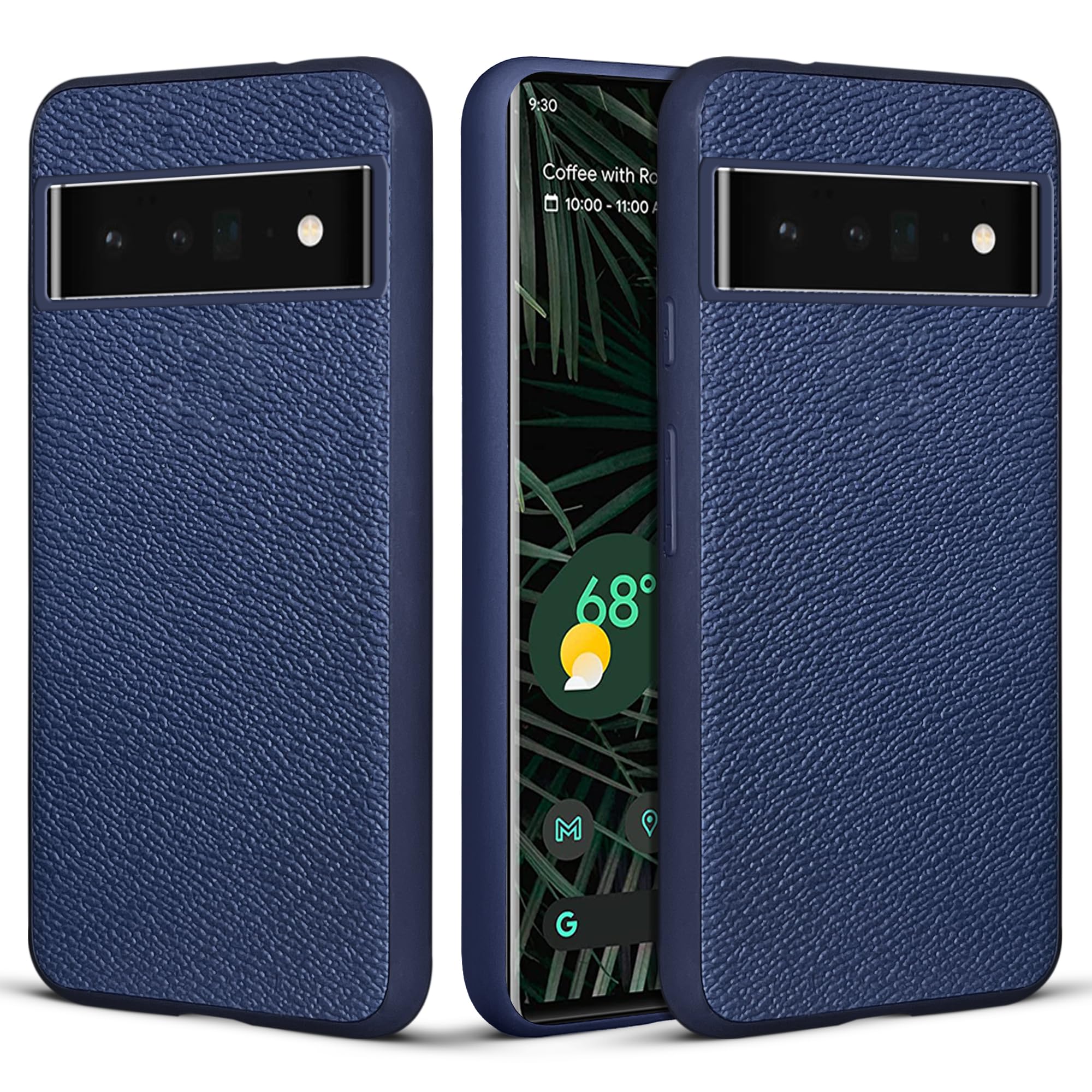 Synthetic Leather Back Cover Case for Google Pixel 6 Pro | Shockproof Protective Cover -Navy Blue