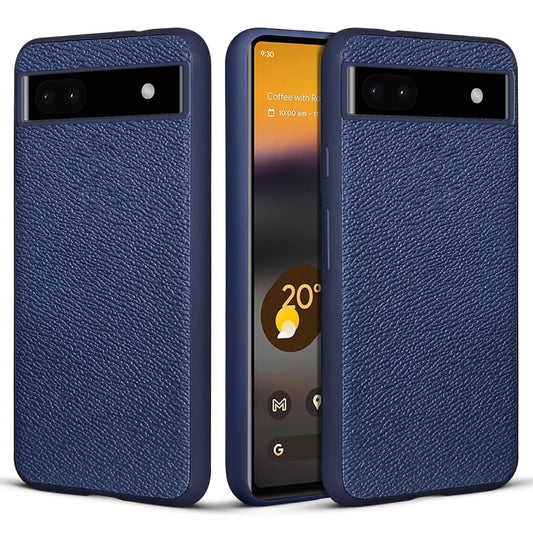 Synthetic Leather Back Cover Case for Google Pixel 6A | Shockproof Protective Cover -Navy Blue