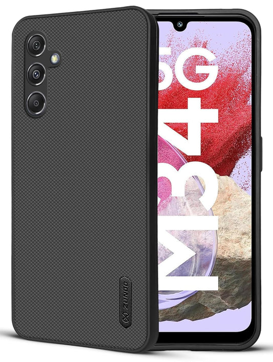 ZUNDO Dotted Silicon Back Case Cover for Samsung M34 5G | Samsung F34 5G | Camera Bumper Protection Back Cover (Black)