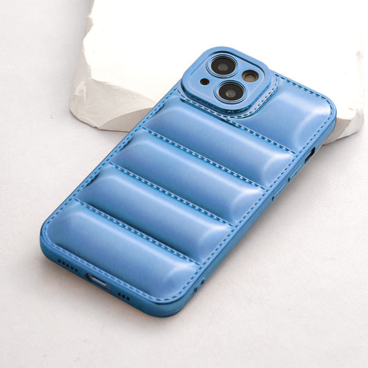 Soft Silicone 3D Puffer Pattern Back Cover for Apple iPhone 13, Shiny Shockproof Protective Case