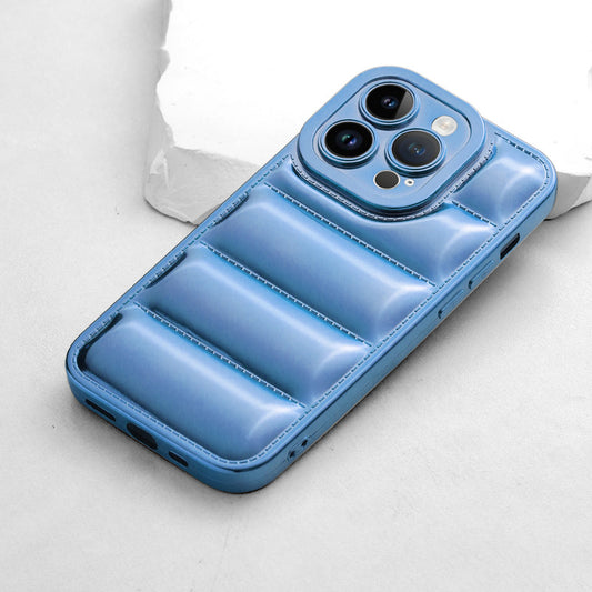 Soft Silicone 3D Puffer Pattern Back Cover for Apple iPhone 14 Pro, Shiny Shockproof Protective Case