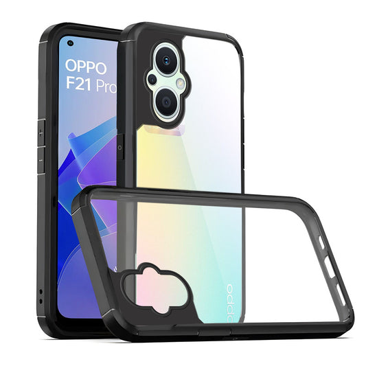 Silicone Frame Transparent Hard Back Cover for Oppo F21 Pro 5G