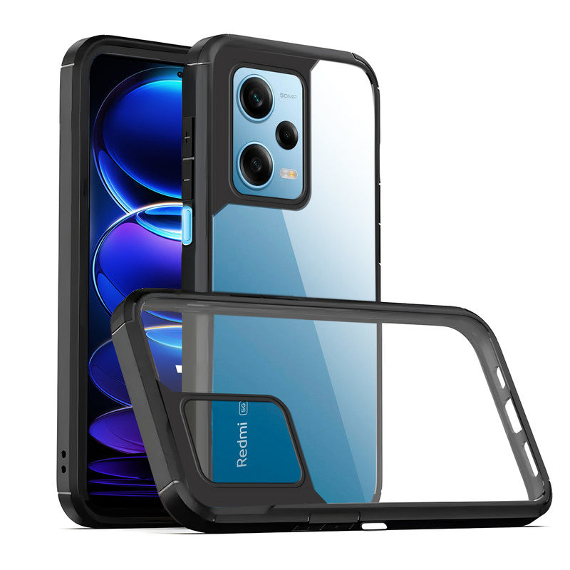 Silicone Frame Transparent Hard Back Cover for Redmi Note 12 Pro 5G