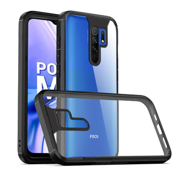 Silicone Frame Transparent Hard Back Cover for Poco M2