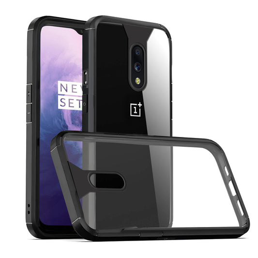 Silicone Frame Transparent Hard Back Cover for Oneplus 7
