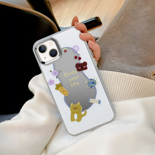 Mirror Case With Cute Cartoon Prints Back Cover For Apple iPhone 14