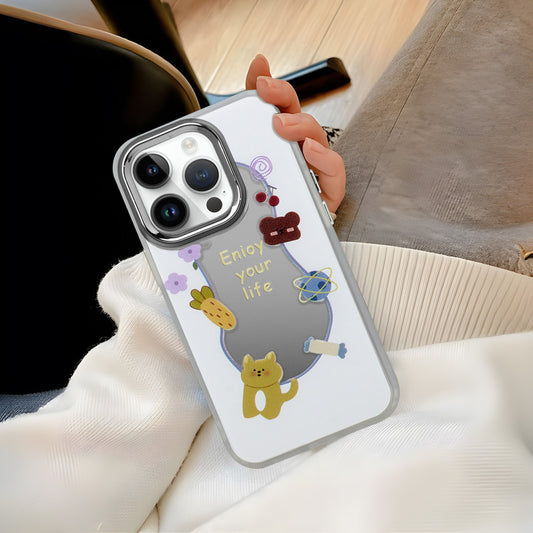 Mirror Case With Cute Cartoon Prints Back Cover For Apple iPhone 15 Pro Max
