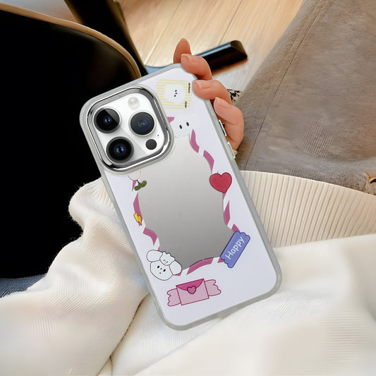 Mirror Case With Cute Cartoon Prints Back Cover For Apple iPhone 14 Pro