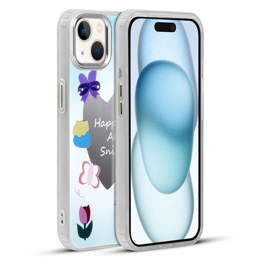 Mirror Case With Cute Cartoon Prints Back Cover For Apple iPhone 15