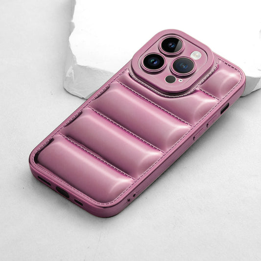 Soft Silicone 3D Puffer Pattern Back Cover for Apple iPhone 14 Pro, Shiny Shockproof Protective Case