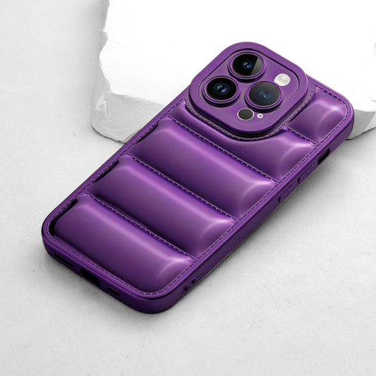 Soft Silicone 3D Puffer Pattern Back Cover for Apple iPhone 14 Pro, Shiny Shockproof Protective Case