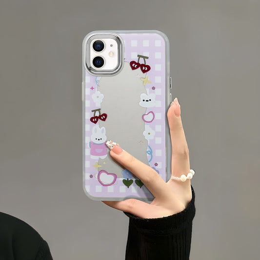 Mirror Case With Cute Cartoon Prints Back Cover For Apple iPhone 12