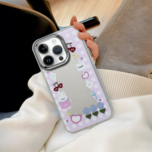 Mirror Case With Cute Cartoon Prints Back Cover For Apple iPhone 14 Pro Max