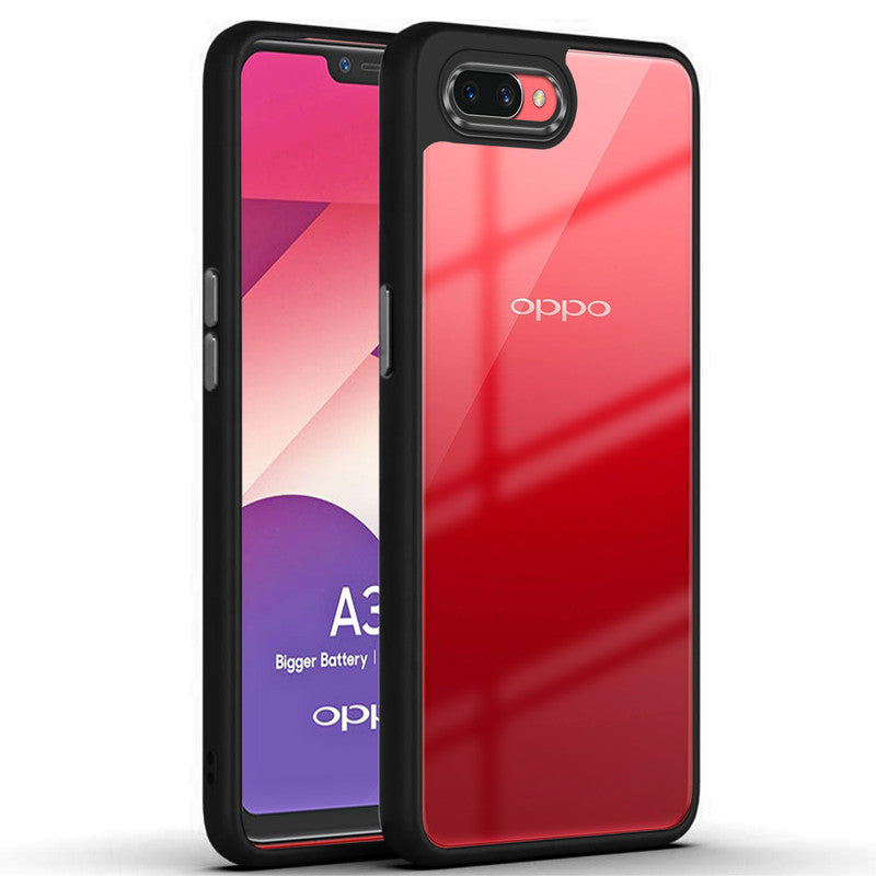Silicone Frame Hard Transparent Back Phone Case Cover for Oppo A3s