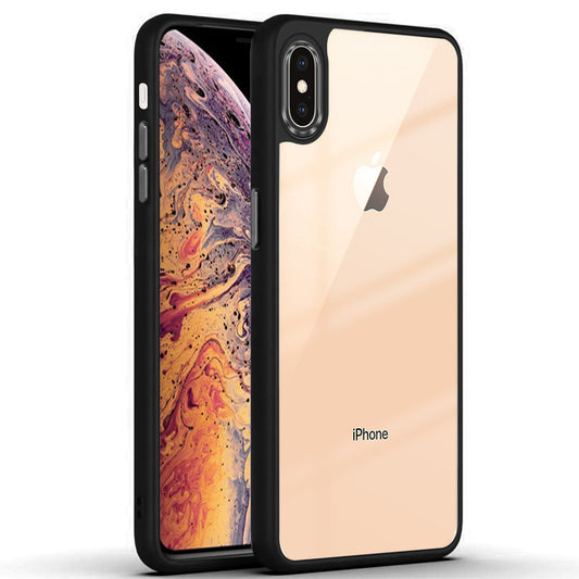 Silicone Frame Hard Transparent Back Phone Case Cover for Apple iPhone XS Max