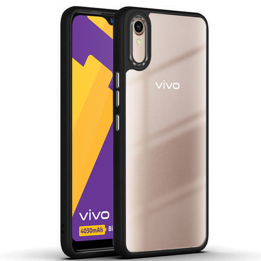 Silicone Frame Hard Transparent Back Phone Case Cover for Vivo Y90