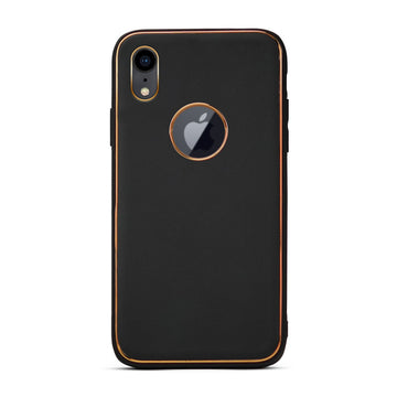 Electroplated Frame Leather Back Cover for Apple iPhone XR