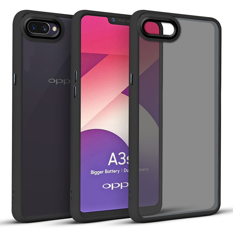 Translucent Matte with Shiny Camera Ring Back Cover for Oppo A3s